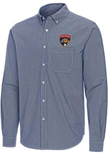 Antigua Florida Panthers Mens Navy Blue Porter Long Sleeve Dress Shirt