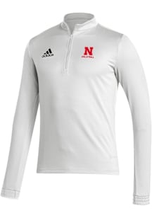 Adidas Nebraska Cornhuskers Mens White Entrada22 Training Volleyball Long Sleeve Qtr Zip Pullover