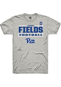 Jordan Fields Rally Mens Ash Pitt Panthers NIL Stacked Box Player T Shirt