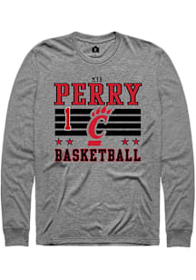 Mya Perry Cincinnati Bearcats Grey NIL Striped Long Sleeve Player T Shirt