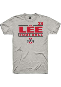 Eli Lee Rally Mens Ash Ohio State Buckeyes NIL Stacked Box Player T Shirt