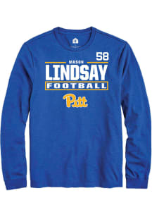 mason lindsay Mens Blue Pitt Panthers NIL Stacked Box Long Sleeve Player T Shirt