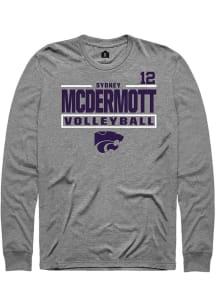 Sydney McDermott Mens Graphite K-State Wildcats NIL Stacked Box Long Sleeve Player T Shirt