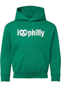 Summit Sportswear Philadelphia Youth Kelly Green I Pretzel Philly Long Sleeve Hoodie