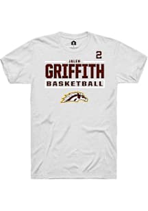 Jalen Griffith Western Michigan Broncos White NIL Stacked Box Short Sleeve Player T Shirt