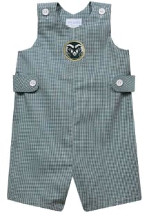Vive La Fete Colorado State Rams Baby Green Gingham Overalls