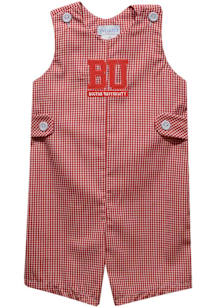 Vive La Fete Boston Terriers Baby Red Gingham Overalls
