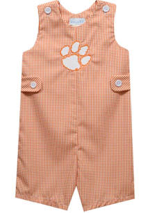 Vive La Fete Clemson Tigers Toddler Orange Gingham Overalls
