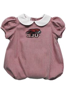 Vive La Fete Saint Josephs Hawks Baby Cardinal Gingham Collar Short Sleeve One Piece