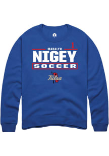 Madalyn Nigey Rally Mens Blue Tulsa Golden Hurricane NIL Stacked Box Player Crew