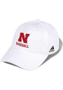 Adidas Nebraska Cornhuskers Baseball Washed Slouch Adjustable Hat - White