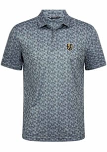 Levelwear Vegas Golden Knights Mens Grey Frost 3D Embroidered Patch Short Sleeve Polo