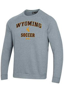 Under Armour Wyoming Cowboys Mens Grey Soccer Rival Long Sleeve Crew Sweatshirt