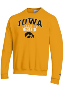 Mens Iowa Hawkeyes Gold Champion Class of 2028 Powerblend Crew Sweatshirt