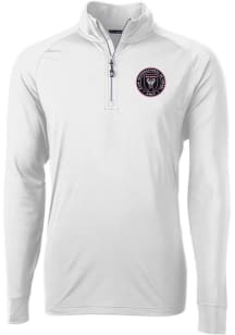Cutter and Buck Inter Miami CF Mens White Adapt Eco Knit Long Sleeve Qtr Zip Pullover