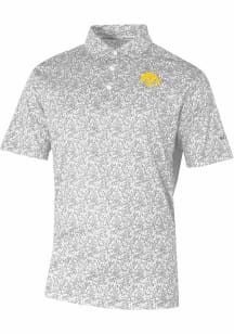 Mens Iowa Hawkeyes Grey Columbia Heat Seal Westside Country Short Sleeve Polo Shirt