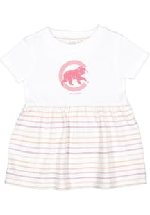 Chicago Cubs Baby Girls White Tonal Primary Logo Short Sleeve Dress