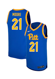 Macari Moore Mens Blue Pitt Panthers Basketball NIL Name And Number Basketball Jersey