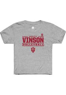 Charlotte Vinson Youth Grey Indiana Hoosiers NIL Stacked Box Short Sleeve Player T-Shirt