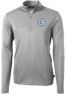 Cutter and Buck Chicago Fire Mens Grey Virtue Eco Pique Long Sleeve Qtr Zip Pullover