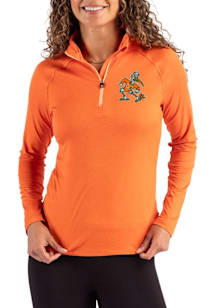Cutter and Buck Miami Hurricanes Womens Orange Vintage Coastline Qtr Zip