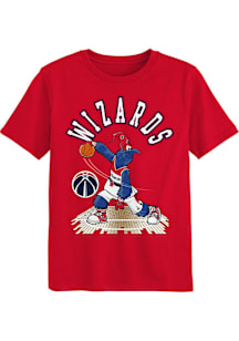 Washington Wizards Boys Red Mascot On Court Short Sleeve T-Shirt
