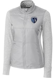 Cutter and Buck Sporting Kansas City Womens Grey Stealth Light Weight Jacket