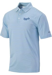 Columbia Kansas City Royals Mens Light Blue Script Invite Stripe Short Sleeve Polo