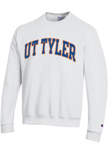Champion UT Tyler Patriots Mens White Arch Name Long Sleeve Crew Sweatshirt