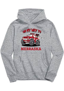 Vive La Fete Nebraska Cornhuskers Toddler Grey On My Way Long Sleeve Hooded Sweatshirt