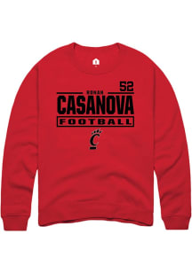 Ronan Casanova Rally Mens Red Cincinnati Bearcats NIL Stacked Box Player Crew
