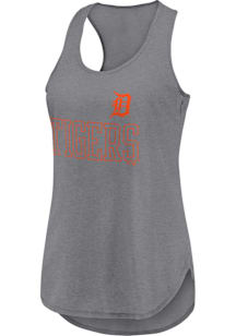 Detroit Tigers Womens Grey Straight Tank Top