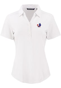 Cutter and Buck Montreal Expos Womens White Cooperstown  Forge Eco Polo Short Sleeve Polo Shirt