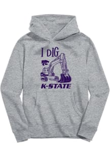 Youth K-State Wildcats Grey Vive La Fete Excavator Long Sleeve Hooded Sweatshirt