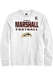 Terence Marshall Western Michigan Broncos White Football NIL Stacked Box Long Sleeve Player T Shir..
