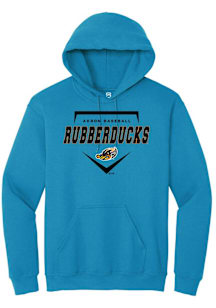 Summit Sportswear Akron RubberDucks Mens Teal Homeplate Long Sleeve Hoodie