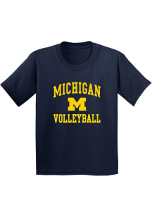 Youth Navy Blue Michigan Wolverines Arch Logo Volleyball Short Sleeve T-Shirt