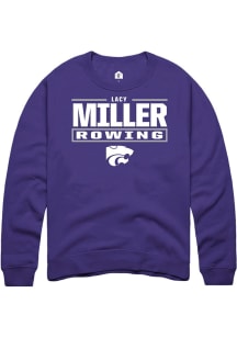Lacy Miller Rally Mens Purple K-State Wildcats NIL Stacked Box Player Crew