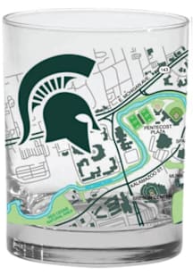 White Michigan State Spartans 14oz Campus Map Rock Glass