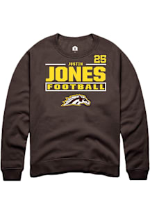 Justin Jones Western Michigan Broncos Mens Brown Football NIL Stacked Box Player Crew