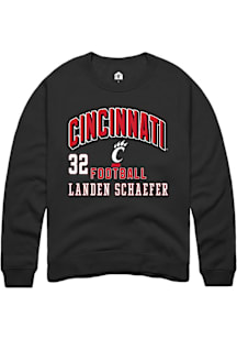 Landen Schaefer Cincinnati Bearcats Mens Black Football NIL Arch Logo Player Crew