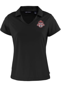 Cutter and Buck Toronto FC Womens Black Daybreak V Neck Short Sleeve Polo Shirt