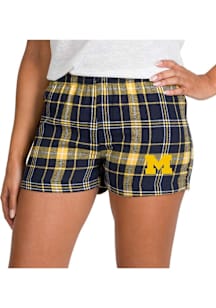 Womens Michigan Wolverines Gold Concepts Sport Ultimate Flannel Shorts