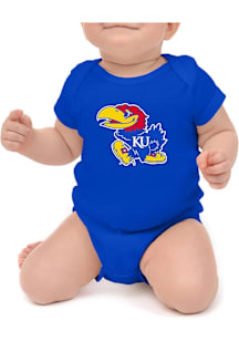 Little King Kansas Jayhawks Baby Blue Primary Logo Short Sleeve One Piece