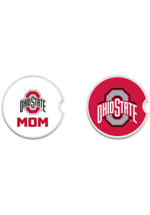 White Ohio State Buckeyes Mom Set of 2 Car Coaster