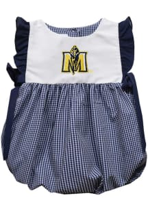 Vive La Fete Murray State Racers Baby Girls Navy Blue Gingham Bubble Short Sleeve Dress
