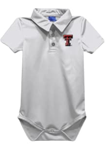 Vive La Fete Texas Tech Red Raiders Baby White Team Short Sleeve One Piece Polo