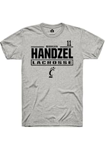 Morgan Handzel Cincinnati Bearcats Ash NIL Stacked Box Short Sleeve Player T Shirt