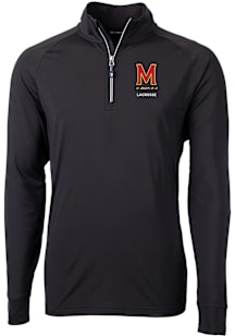 Cutter and Buck Maryland Terrapins Mens Black Adapt Eco Knit Long Sleeve Qtr Zip Pullover