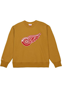 Mitchell and Ness Detroit Red Wings Mens Tan Dusted Ochre Collection Long Sleeve Fashion Sweatshir..